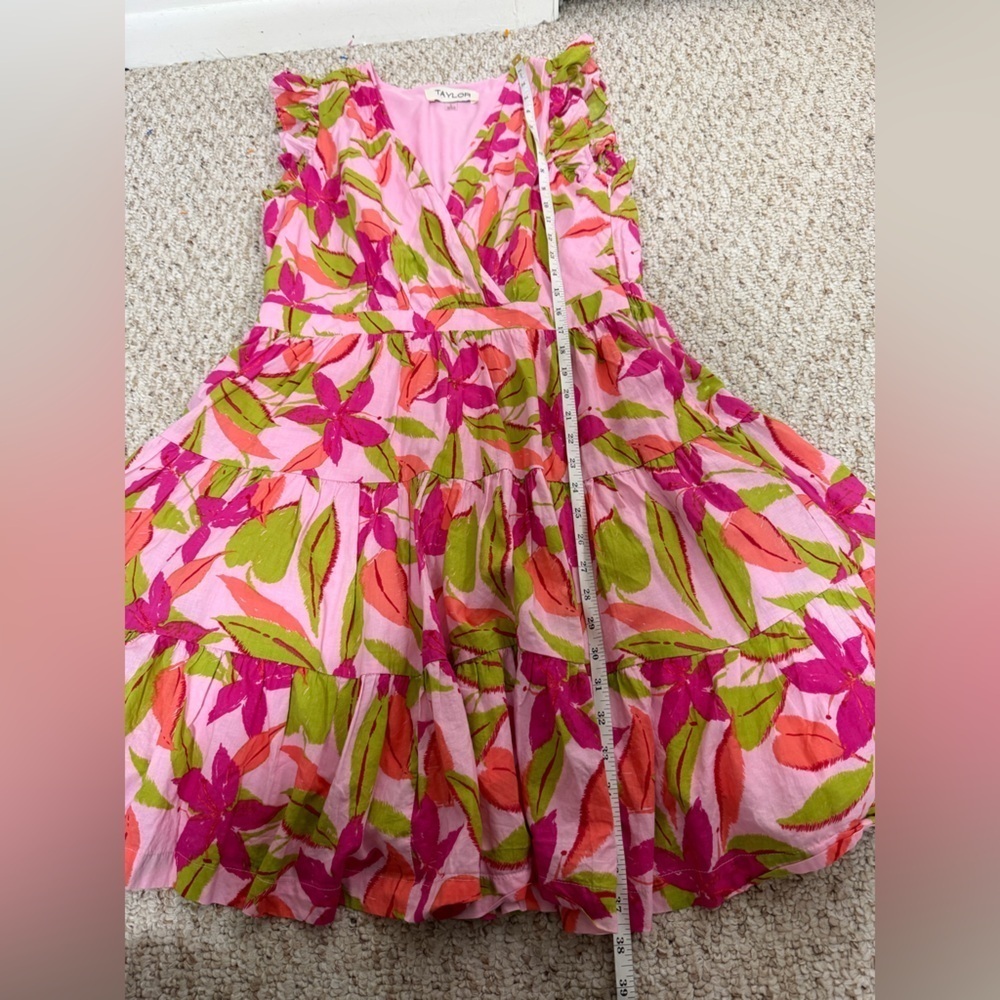Taylor Floral Pink and Green Midi Dress L - Picture 5 of 8